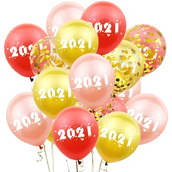 10vnt 12 colių Laimingų Naujųjų Metų skaičius iki 2021 m. spausdinta lateksiniai balionai Naujųjų Metų tema šaliai dekoravimas balionais