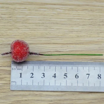 10vnt 2cm Mini Apple Netikras Vaisius stiklo Uogos Dirbtinis granatų red cherry Puokštė Stamen Kalėdų Apple Dekoratyvinis