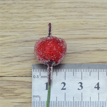 10vnt 2cm Mini Apple Netikras Vaisius stiklo Uogos Dirbtinis granatų red cherry Puokštė Stamen Kalėdų Apple Dekoratyvinis