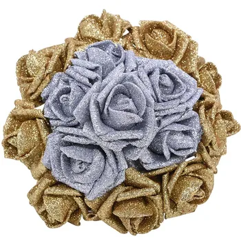 10vnt 6.5 cm Blizgučiai Auksas, Sidabras Dirbtinių Gėlių Puokštė Netikrą Gėlių 