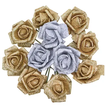 10vnt 6.5 cm Blizgučiai Auksas, Sidabras Dirbtinių Gėlių Puokštė Netikrą Gėlių 