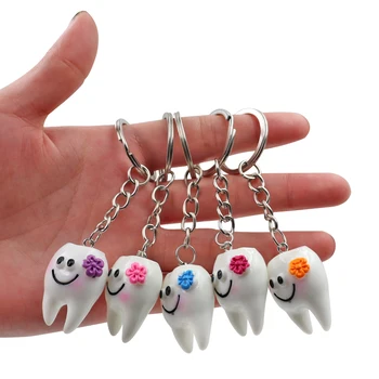 10vnt Animacinių filmų Dantų Modeliavimas Dantų Keychain Žiedas raktams Pakabinti Danties Formą Mielas Odontologijos Klinika Dovana Pakabukas 