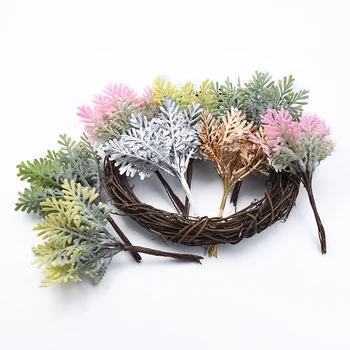 10vnt Aukso sidabro kalėdų lapų dirbtiniai augalai vestuvių dekoratyvinės gėlės, vazos, namų dekoro 