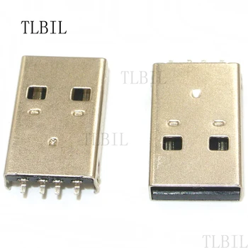 10vnt Aukštos Kokybės USB 2.0 Lizdas A Type Male Plug Jungtis USB lizdas 180 Laipsnių 4PIN Kriaukle SMT 2Feet CINKAVIMAS Kabelių Litavimo