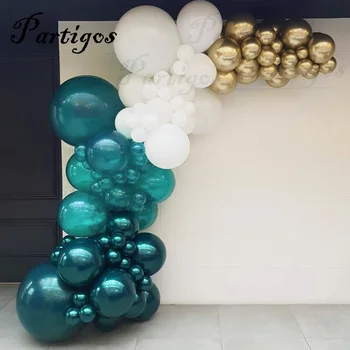 10vnt/daug 10inch Dvigubo Sluoksnio Tamsiai mėlynos balionų Baltos Apvalios Žalsvai lateksiniai balionai gimtadienio dekoracijas, vestuvių reikmenys