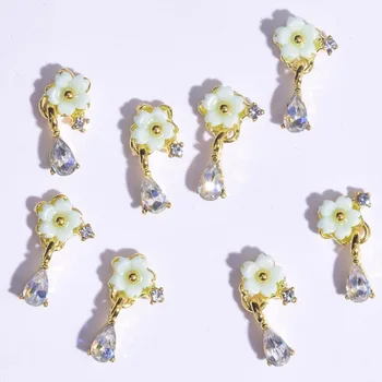 10vnt/Daug 3D Lydinio Nagų Dailės Cirkonio Gėlių Dizainas Pearl Su Krištolas Smeigės Reikmenys, Papuošalai PASIDARYK pats Manikiūro Įrankių Priedų