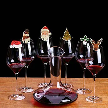10vnt/daug Kalėdinė Taurė Korteles Namų Stalo Vieta Dekoracijos Kalėdų Santa Hat Vyno Stiklo Apdaila Naujųjų Metų Šalies Prekių