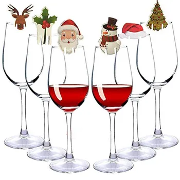10vnt/daug Kalėdinė Taurė Korteles Namų Stalo Vieta Dekoracijos Kalėdų Santa Hat Vyno Stiklo Apdaila Naujųjų Metų Šalies Prekių