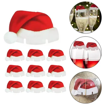 10vnt/Daug Kalėdų Dekoracijas Skrybėlės Šampanas Stiklo Taurės Lentelės Vietą stiklo Dekoracija Pridedant Festivalio Atmosferą