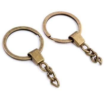 10vnt/daug Klavišą Ring ( Žiedo Dydis: 30mm ) Key Chain Rodis Bronzos Auksą, Sidabrą, 50mm Ilgio Apvalių Padalinta Keychain Keyrings Didmeninės