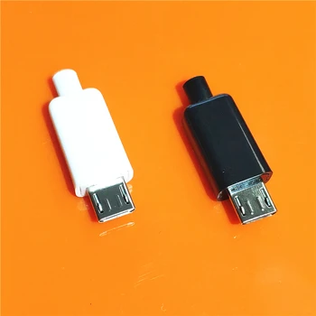 10vnt/daug YT2153Y Micro USB kištukinė Jungtis 4pin Kištukas Baltas/juodas Suvirinimo Duomenų OTG Eilutės Sąsaja 