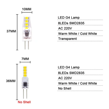 10VNT led G4, LED Lemputė G4 3W Lemputė AC 220V led G4 AC12V cob Lemputė, Prožektorius Liustra Apšvietimo Pakeisti 30w 40 W Halogeninės Lempos