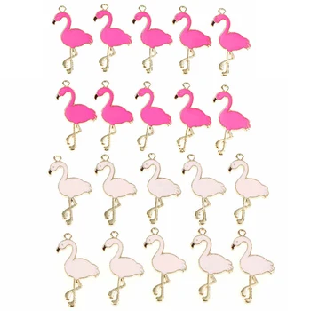 10vnt Madinga Lydinio Flamingo Voverė Emalio Pakabukai Puikus 