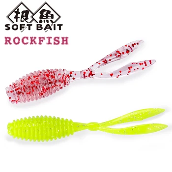10vnt/maišelis Minkštas Žvejybos Masalas 0,5 g 4.6 cm Silikono Bass Rockfish Swimbait Grimzlė Plastiko Jaukus Kirminas