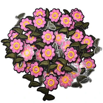 10vnt Mažas Išsiuvinėti Geležies gėlių pleistras Emblemos Lapų Daisy Gėlės Appliques Bag Skrybėlę Drabužius Amatų Apdailos 3.0 cm