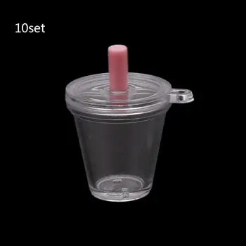 10vnt Mini Frappuccino Puodelio Kavos Puodelį, Miniatiūriniai Lėlių Modeliavimas Plastiko Tortas, Ledų Puodeliai Keychain Papuošalai Priėmimo