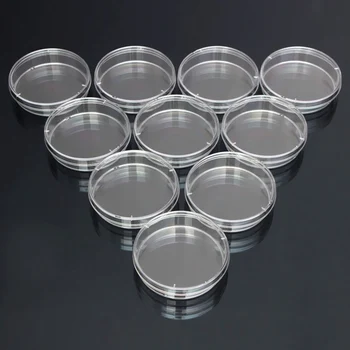 10vnt Polistireno Sterilias Petri lėkštelės Bakterijų Kultūros Patiekalas 55x15mm Laboratorijų Biologinės Medicinos Mokslo Laboratorijos Reikmenys