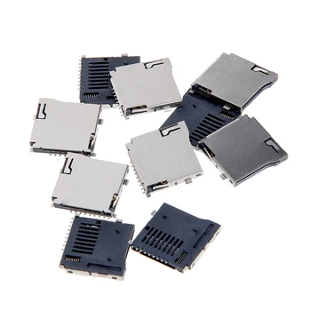 10VNT Push-Push Tipo TransFlash TF Mikro SD Kortelės Lizdo Adapteris, Automatinė, PCB Jungtis