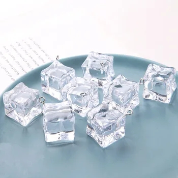 10vnt Skaidriu Ledo Kubelių Dervos Karolius, Pakabukai 3D Geometrinis Ledo Pakabukai Mados, Papuošalai Aksesuaras Auskarai 