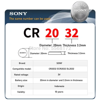 10vnt SONY CR2032 Ličio Mygtuką Monetos Cell Baterijos 3V CR 2032 DL2032 ECR2032 BR2032, Baterija Žiūrėti Elektroninių Nuotolinio