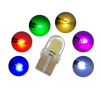 10VNT T10 W5W LED automobilio salono šviesos COB silikono automatinis Signalo lemputė 12V 194 501 Pusėje Pleišto stovėjimo lemputė 