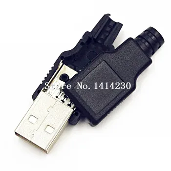 10vnt Type A Male USB 4 Polių Kištukinis Sujungiklis Su Juodo Plastiko Dangtelis USB Lizdas
