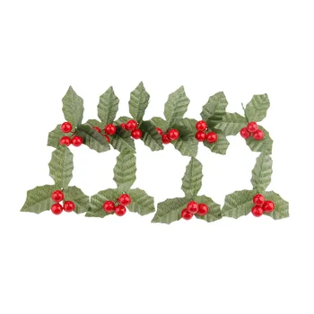 10vnt Šilko Gėlių Dirbtinis Lapas Lapų ir Dirbtinių Holly Uogos Raudonos Vyšnių Mažai Vaisių Kalėdų Vestuvių Namų Puošybai