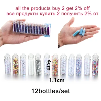 12 butelių/set Spalvinga Nagų Dailės Milteliai UV Epoksidinės Dervos Užpildymo 