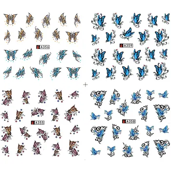12 VNT watermark slankiklį nagų lipdukai nagų dailės lipdukas vandens perdavimo gėlių drugelis dekoravimui manikiūro watermark lapų patarimai