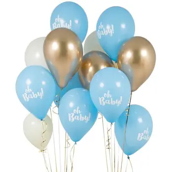 12pcs Baby shower balionas oh baby spausdinti rožinė aukso mėlyna metallic latekso ballon baby berniukas ir mergaitė gimtadienio Lyčių reaveal šaliai Dekoro