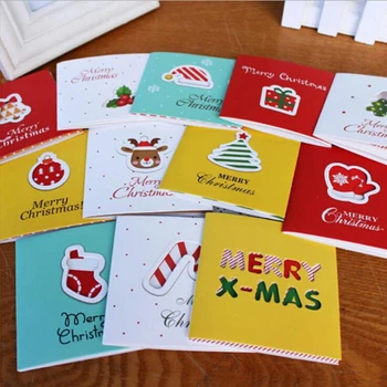 12pcs Mielas Mini atvirukai Kūrybos linksmų kalėdų eglutė atvirukas su naujais metais 2021 Dovanų kortelės Kalėdos šalies kvietimu Natal