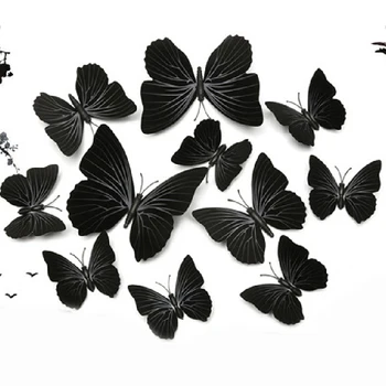 12pcs/Set Black Butterflies Siena Lipdukas Gražus Gražus Drugelis Lipdukas Su Pin Vaikas Kambario Sienų Lipdukai Namų Puošybai