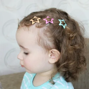 12pcs Snap Plaukų Clips Kūdikių Mergaičių, Vaikų Plaukų Formavimo Priemonės Mielas Star Įrašą Smeigtukai Šukuosenos plaukų segtukai Spalvos Metalo Barrettes