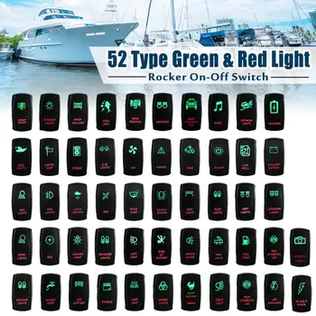 12V 24V Automobilio Valtis Rokeris Switchs 5 Smeigtukai Dviguba LED Žalios Raudonos Šviesos, Svirtinis Jungiklis, Mygtukas Jūrų Karavanas 4x4