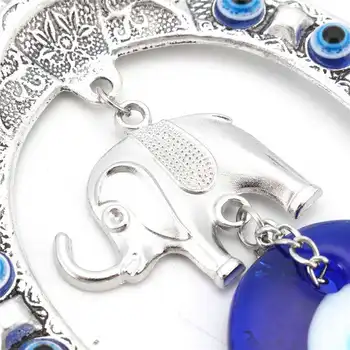 13cm * 6.5 cm turkijos Mėlyna Akių Pasaga su Dramblių ir Juostelės Sienos Kabo Amuletas Etninės Pasisekė, Karolius, Namų Dekoracijas Naujas