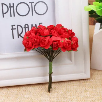 144pcs 1cm Mini Popieriaus Rose Dirbtinių Gėlių Puokštė Vestuvių puošyba Scrapbooking 
