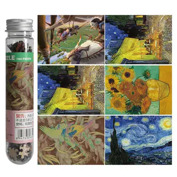 150/243 įspūdį, Mini Mėgintuvėlį Galvosūkiai Van Gogh Naftos Tapyba Dėlionės Švietimo Žaislai Žvaigždėto Dangaus Dovana Žaislai vaikams suaugusieji