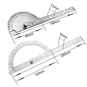 15cm 180 Laipsnių Reguliuojamas Matlankis daugiafunkcis nerūdijančio plieno roundhead valdovas matematikos matavimo įrankis