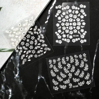 15vnt Gėlės 3D Nagų Dailės Lipdukai Balta Perdavimo Lipdukai Nagams Savarankiškai adhensive Lipdukai Patarimai Apdailos Popieriaus