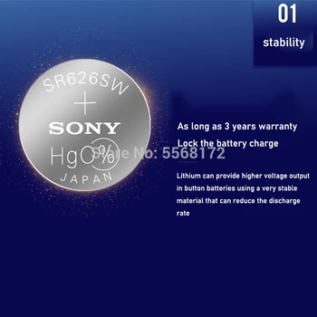 15vnt Sony 377 Baterija AG4 LR626 377A sr626sw 1.55 V 626 Mygtuką Monetos Cell Baterijos Sidabro Oksido Žiūrėti Baterijas Žiūrėti