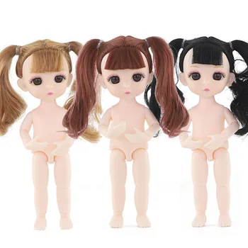 16cm BJD Doll 12 Kilnojamojo Sujungta Lėlės Kirpčiukai dvigubai plaukai surišti į uodegą šukuosena Lėlė Mergaitėms, Žaislai Nuogas Kūnas Mados Dovana
