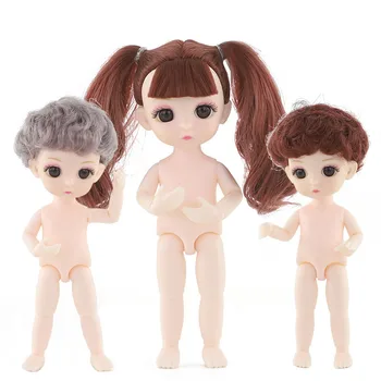 16cm BJD Doll 12 Kilnojamojo Sujungta Lėlės Kirpčiukai dvigubai plaukai surišti į uodegą šukuosena Lėlė Mergaitėms, Žaislai Nuogas Kūnas Mados Dovana