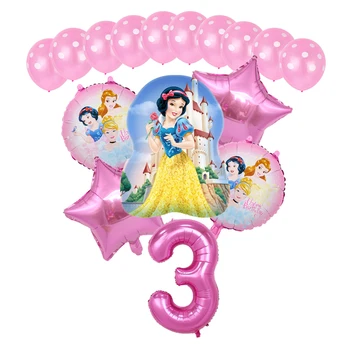 16pcs Disney Princess Folija Balionas Vienerių metų Gimtadienio Apdailos Šalis Tiekimo Baby Shower 32inch Skaitmeninis oro Baliono Rinkinys
