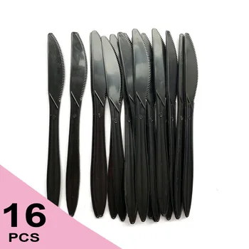 16pcs per pack black plastikiniai indai vienkartiniai peilis gimtadienio prekes