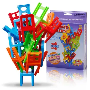 18pcs Mini Kėdės Pusiausvyrą Blokai Žaislas, Plastiko Surinkimas Blokai Krovimas Kėdės Vaikų Žaidimo Balansavimo Mokymo Žaislas Juguetes Para