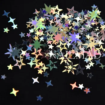 1box Holografinis Aštuoniakampis Star Blizgučiai Mišiniai Tuščiaviduriai Star Nagų Blizgučiai Kryžiaus Žvaigždė Glitters Nagų Dailės Papuošalai