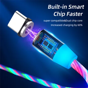 1M/2M Švyti LED Greito Įkrovimo Magnetinio USB C Tipo Kabelis Magnetinio Kabelis USB Micro Įkroviklio Kabelį, Laidą skirtą 