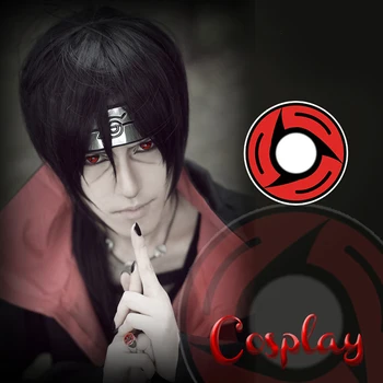 1Pair=2vnt Naruto Ninja Cosplay Spalvotų Kontaktinių Lęšių Helovinas Animacinį Personažą Rašyti Chakra Akis Gražus Mokinys Suknelė Iki