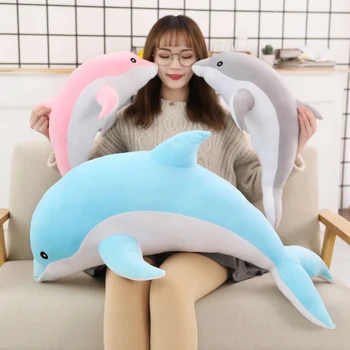 1pc 160CM Didelis Dydis kawaii Delfinų Pliušiniai Žaislai Puikus Įdaryti Minkštas Gyvūnų Pagalvę Lėlės Vaikų Mergaičių Miego Pagalvėlė Dovana