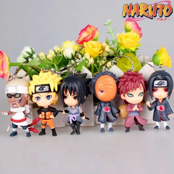 1pc atsitiktinio Pobūdžio Anime Naruto, Sasuke ITACHI Keychain Keyrings Pakabukas Veiksmų Skaičiai Anime PVC Duomenys